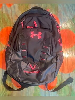 Under Armour UA Storm 1 Recruit Backpack 1261825 Black Pink Laptop School Bag Bo